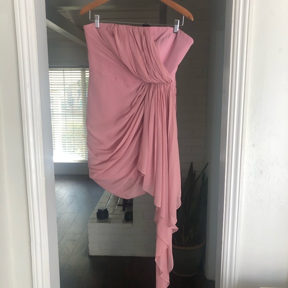 NWT CINQ A SEPT Yuki Rouched Strapless Mini Dress Tea Rose Size 10 - Picture 2 of 7